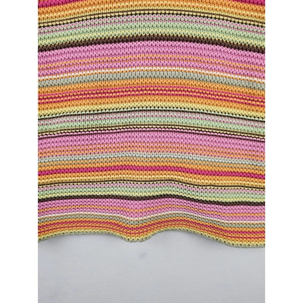 Vintage GAP Kids‎ Crochet Knitted Rainbow Button Up Jacket Hoodie Girls XL 2005